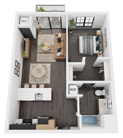 a floor plan of a 1 bedroom apartment at carbon31 apartments in bloomington